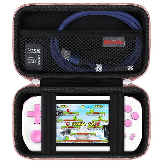 Elonbo Carrying Case for TEBIYOU/ WELLST·G/ TaddToy/ Beijue/ FAMILY POCKET/ CCTU/ X-JOYKIDS/ GREENCREEK/ Beico/ KAVOYI/ GuaiyeyeAP Handheld Game Console, Portable Electronic Gaming Player Bag, Gold