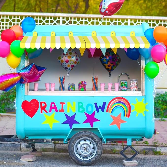 2 Pcs Circus Awning Wall Decorations 3D Carnival Tent Striped Awnings for Carnival Theme Party Lemonade Stand Classroom Decorations Circus Party Supplies (Yellow and White)