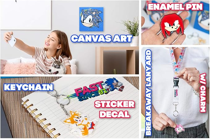 JUST FUNKY Sonic The Hedgehog Classic 90s Arcade Collector Looksee Mystery Surprise Box | 5 Themed Toy Collectibles | Lanyard, Pin, Wall Art & More