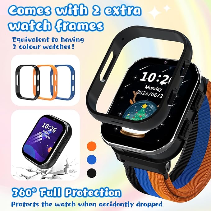 Smart Watch for Girls Boys, Kids Smartwatch with 4G SIM Card, Smart Watch for Kids Touch Screen SOS Emergency Call Calculator Clock Camera Games Music Player, Toys Gifts for Ages 4-12 (Black)