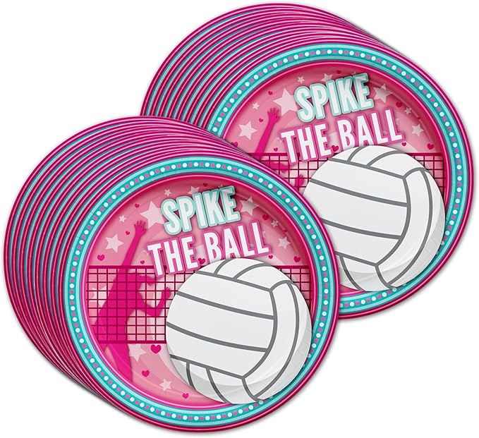 I love Volleyball Birthday Party Supplies Set Plates Napkins Cups Tableware Kit for 16