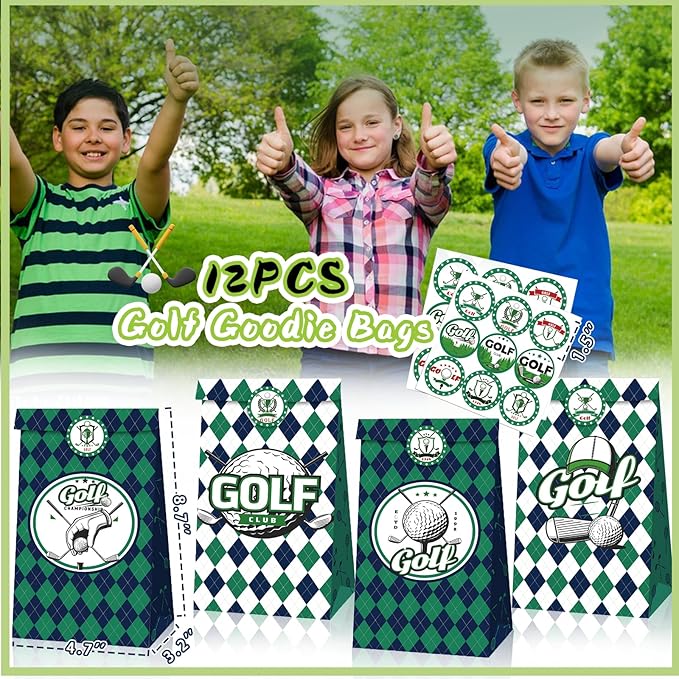 Golf Party Favors 110Pcs Golf Themed Birthday Party Supplies Include Keychains Slap Bracelets Goodie Bags Stickers Golf Themed Party Favors Gifts for Pinata Filler