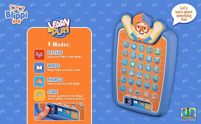 ekids Blippi Kids Tablet for Preschool Learning, Toddler Tablet with Educational Games and ABC Learning for Toddlers and Fans of Blippi Toys