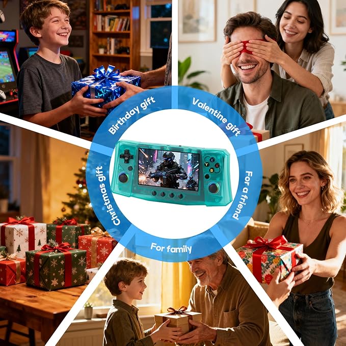 2025 New R50 Retro Handheld Game Console, 50000 Preloaded Games, 256GB Expandable Storage, 4.5 Inch IPS HD Screen, Portable Gaming Device with Long Battery Life (Green)