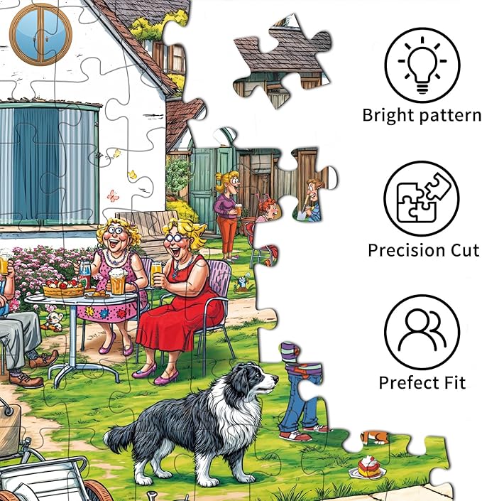 Jigsaw Puzzles for Adults 1000 Pieces, Interlock Perfectly Letter on Back No Dust, Home Decor Birthday Party Gift Toy for Men Women Elders Seniors, 1:1 Poster-Warm Courtyard