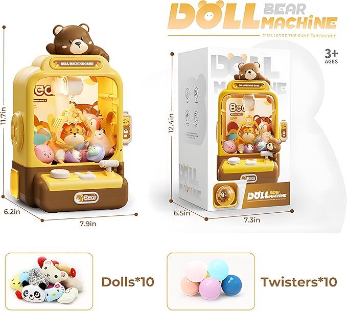 Claw Machine for Kids,Bear Small Mini Vending Machine with 20Pcs Prizes