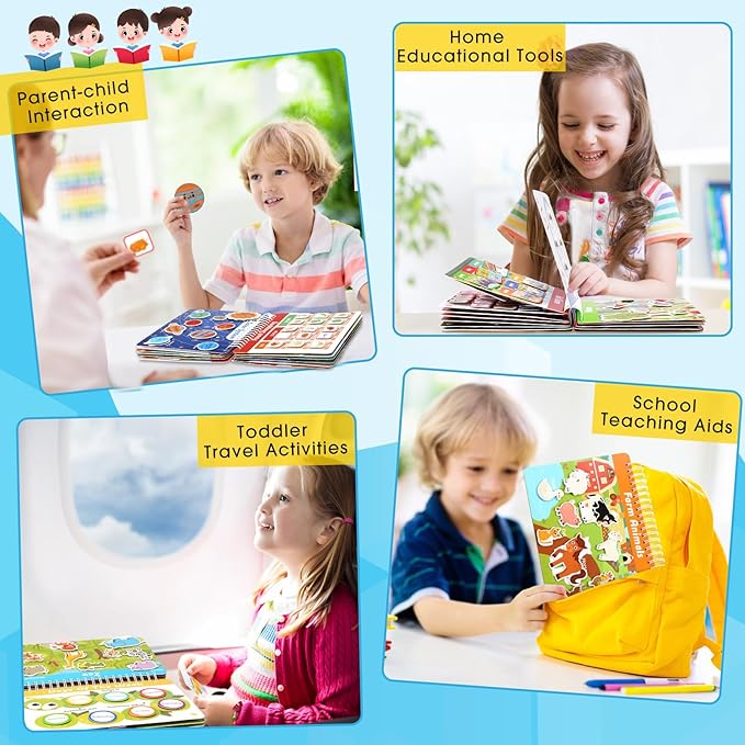 Fuutreo Montessori Busy Book for Toddlers 24 Themes Preschool Learning Binder with Stickers, Cognitive and Sensory Activities for Kids Ages 2-4 Educational Gift for Boys Girls with Gift Box Packaging
