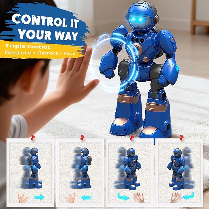 Robot Toys for Kids 3-8: Remote Control Robot with Talking, Programmable, Voice Recording, Singing, Dancing & Gesture Control - Gifts for Smart Kids - RC Interactive Toys for Boys & Girls