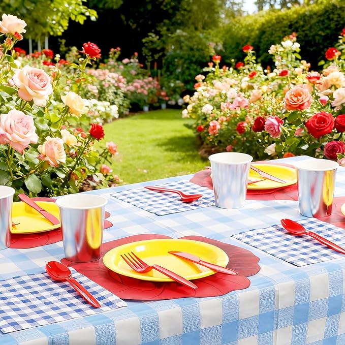 Havawish 194 Pcs Wizard Party Supplies Paper Plate Cup Poppy Flower Placemat Napkin Hard Plastic Red Cutlery Fork Knives Spoon Disposable Tableware for Halloween Princess Witch Party