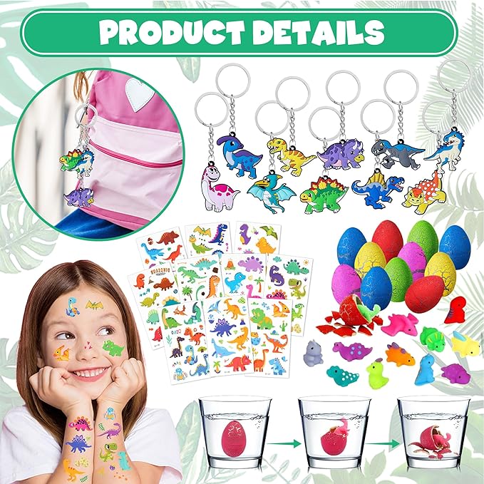 Dinosaur Party Favors, Dinosaur Birthday Party Supplies, Dinosaur Goodie Bags for Kids Birthday, Dino Gifts Bags Fillers Stuffers, Dinosaur Themed Party Toys