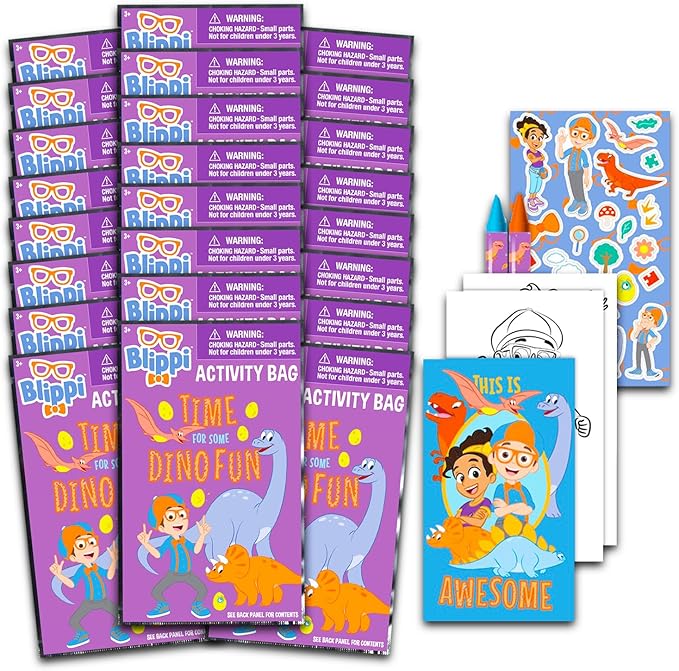 Blippi Birthday Party Favors Set - Bundle With 24 Play Packs for Kids | Mini Coloring Books, Stickers, and More for Goodie Bags (Party Supplies)