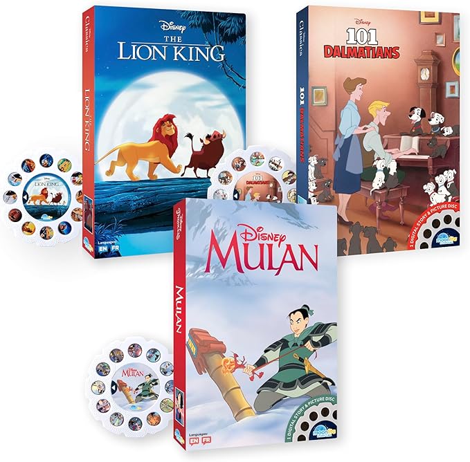 Moonlite Storytime 3-Story Bundle, Requires Moonlite Projector (Sold Separately), The Lion King, 101 Dalmatians & Mulan, Vibrant Storybook Art Projections with Sound Effects & Music