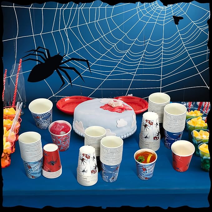 100 Pcs 9 oz Spider Disposable Paper Cups Spider Party Supplies Bulk Party Disposable Coffee Cups for Tea Beverage Hot Cold Drinking Holiday Picnic Cocktail Wedding Home Offices