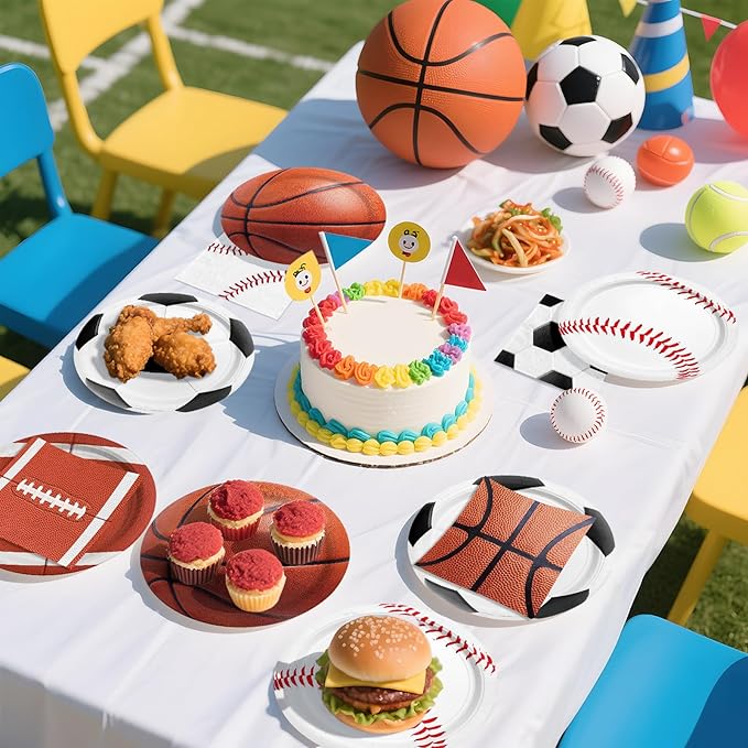 Gatherfun Sports Themed Birthday Party Kit for 40 - Includes Sports Themed Plates and Napkins for Boys Sports Theme Party Decorations Supplies