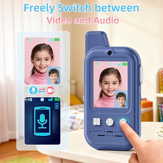 Video Walkie Talkies for Kids – 2 Pack Rechargeable Kids Walkie Talkies with HD Camera & Voice Changer, 2'' Screen Fun Intercom Toys for Boys Girls, Long Range Outdoor Play Camping Hiking Family Games