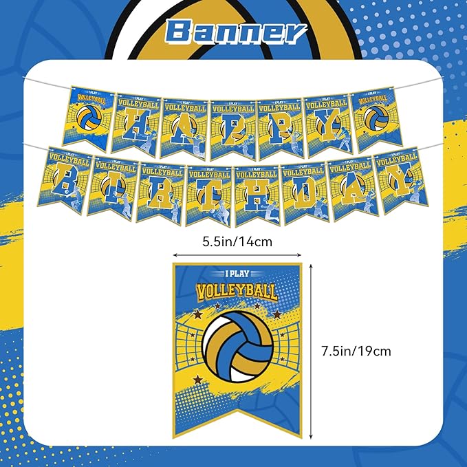 Volleyball Theme Party Supplies Volleyball Birthday Party Decorations Includes Volleyball Happy Birthday Banner Cake Topper Cupcake Toppers Balloons for Sports Party Volleyball Theme Party