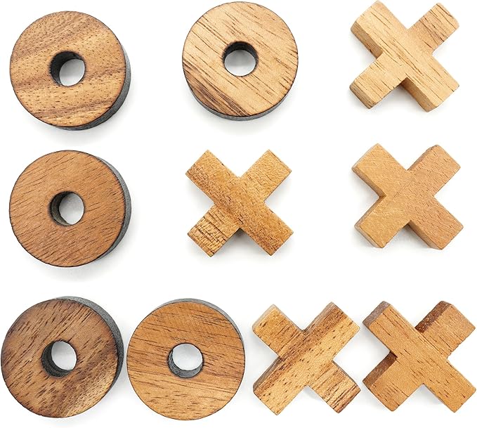 BSIRI Tic Tac Toe Wooden Board Games (Only X-O Pieces)- Unique Gifts, Fun Gifts for Adults and Use as Living Room Rustic Table Decor Ideal for Coffee Table Decor