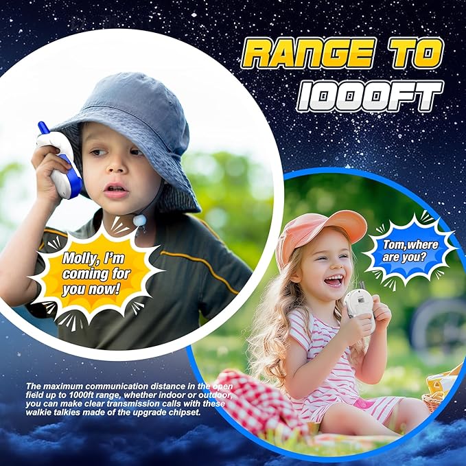 Rechargeable Walkie Talkies Toys for Kids: DIY Astronaut Walkie Talkies for Boys Christmas Birthday Gifts for 3 4 5 6 7 8 9 10 Boy Walkie Talkie Outdoor Hiking Toy 2 Way Radio Camping Outdoor Game
