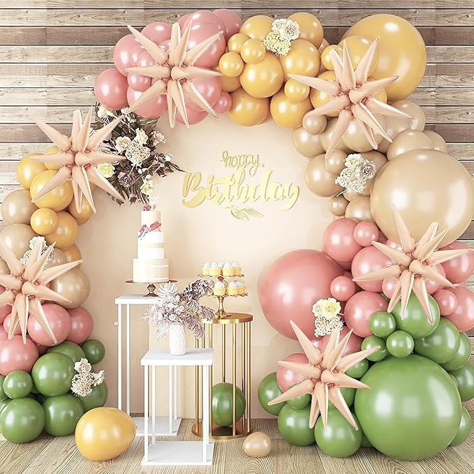 TONIFUL 4 Pcs 22inch 4D Caramel Explosion Star Mylar Balloons for Party Backdrop Christmas,New Year Birthday, Wedding Baby Shower Anniversary Photo Booth Supplies