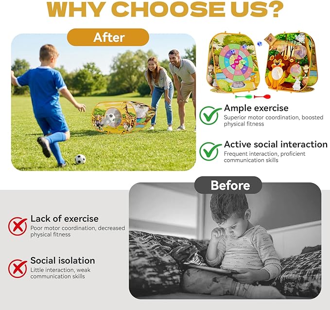 4-in-1 Animal Bean Bag Toss Game for Kids, Cornhole Board Set with Dart Board for Toddler Outdoor Toys, Family Party Game Backyard Beach Lawn Activities Gift for Boys & Girls Ages 3 4 5 6 7 8