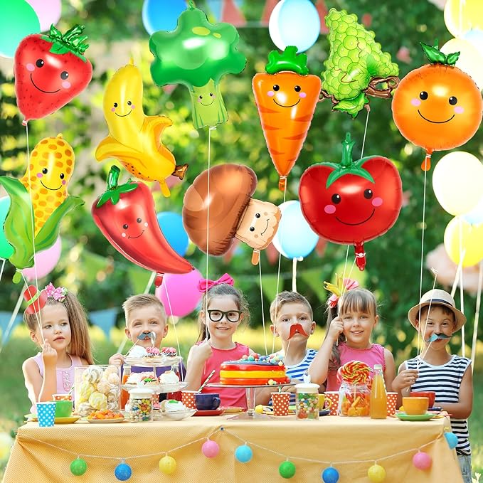 Vegetable Balloons Decoration, 10 Styles Fruit and Veggie Foil Balloon for Wedding Baby Shower Party Supplies