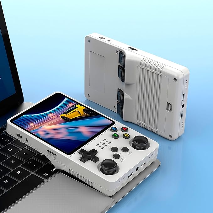 HatiLuminis R36plus Handheld Retro Game Console 4.0-inch IPS Screen,Preloaded with Classic Games,Portable Pocket Video Gaming with Valentine's Card & Premium Gift Box (White)