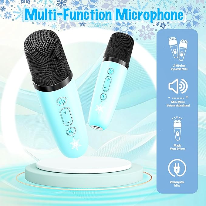 Frozen Toys for Girls Mini Karaoke Machine for Kids Princess Toys 3 4 5 6 7 8 9 10 Year Old Girl Birthday Gifts Kids Toys Toddler Wireless Microphones