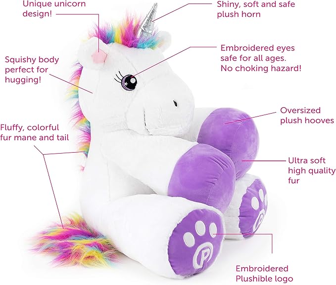 Plushible Poppy The Unicorn Stuffed Animal, 18" Plush Unicorn Toy for Girls & Boys - Machine Washable Plush, Soft Stuffed Animal Toy, Gift's Day Gift for All