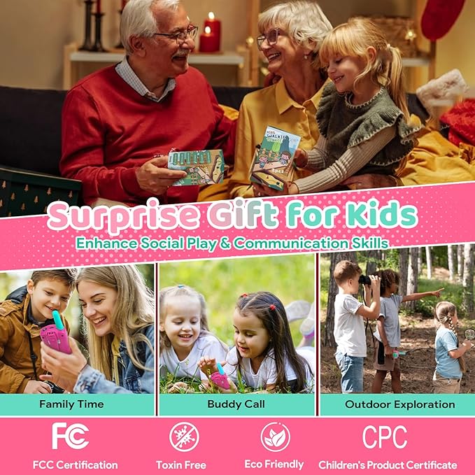 Vvinca Toys for Ages 5-7 Boys Girls 3 KM Long Range 22 Channels 2 Way Rechargeable Kids Walkie Talkie