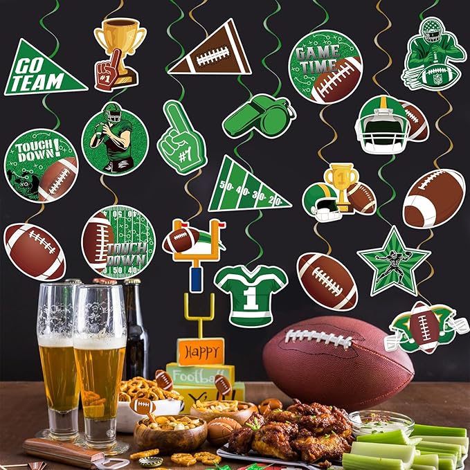 40Pcs Football Hanging Swirl Football Party Decorations Sports Football Theme Party Swirls Football Ceiling Hanging Swirls Football Hanging Decorations for Sport Football Birthday Party Decor