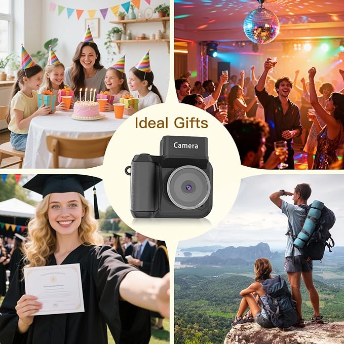 Mini Digital Camera 1080P, Tiny Keychain Camera with 1.4" Screen & LED Light, Y2K Vintage Point and Shoot Camera for Kids, Teens, Beginners (32GB SD Card Included)
