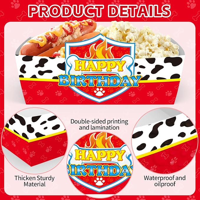 25Pcs Dog Paw Disposable Paper Food Trays for Dog Paw Theme Birthday Party Supplies Baby Shower Decorations