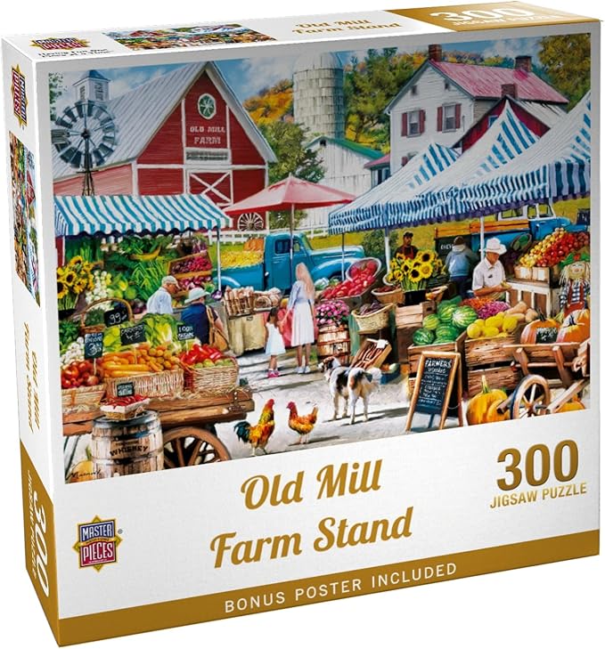 Masterpieces 300 Piece Jigsaw Puzzle for Adults and Families - Old Mill Farm Stand - 19.25"x26.63"
