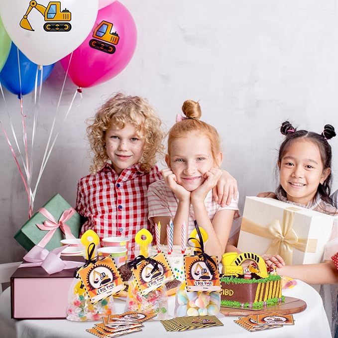Capoda 30 Set Construction Theme Plastic Shovel with Clear Cellophane Bag Construction Theme I Dig You Cards and Ropes for Boys and Girls Classroom Exchange Prizes Vehicle Party Favor Supplies