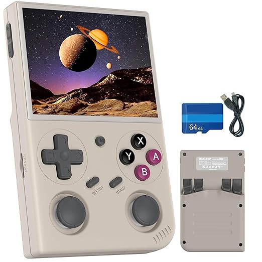 G350 Retro Game Console,Linux System RK3326 G 350 Handheld Game Console Built-in 64G TF Card 4371 Games,3.5-inch IPS Screen, WiFi, Bluetooth 4.2, HDMI Output, 3200mAh Battery (G350 Gray New)