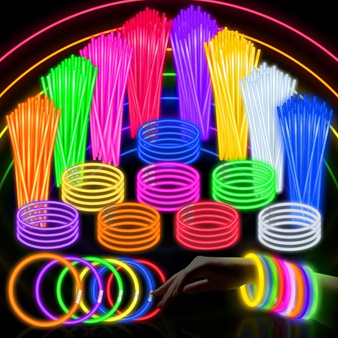 SpringFlower 500 Pcs Glow Sticks Bulk Party Supplies, Glow Sticks Bracelets for Party Favors Decorations, Glow in The Dark Party Supplies, Light Up Wedding, Birthday, Halloween , 8'', 8 Colors