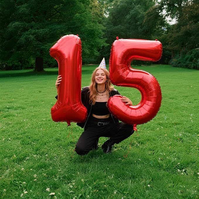 Red Number 5 Balloons,5 Helium Balloon Number Digital 5 Balloon Huge Number Balloons for 5 Year Old Birthday Red Party Decorations 15th 25th 55th Birthday Party Supplies Anniversary Decorations