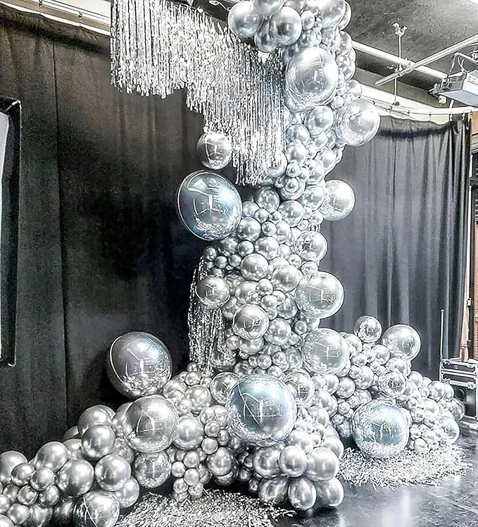 KALOR 10 Pcs 22 Inch White Mylar Balloons, Large 4D Giant Round Foil Balloon Big Mirror Metallic Balloons for Birthday Party Baby Shower Gender Reveal Supplies