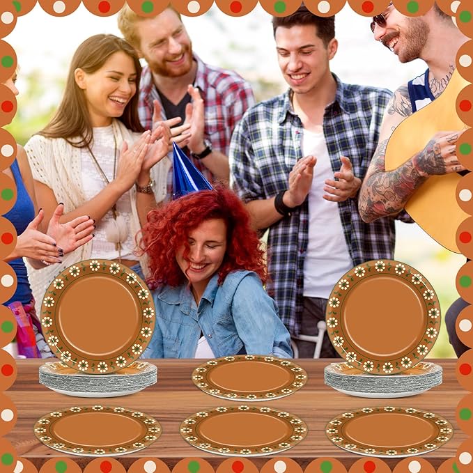 50 PCS Platos De Barro Mexicanos Paper Plates for Talavera Party Decor 7" Terracotta Flower Clay Pottery Paper Plates Mexican Dessert Plate for Christmas Birthday Wedding Baby Shower Party Supplies