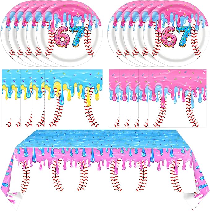 6 7 Birthday Decorations,6 7 meme Party Decorations Includes Dessert Plates and Napkins,Tablecloth,Six Seven Birthday Party Tableware Dinnerware Set Decor for Kids Boys,67 Meme Themed Party Supply