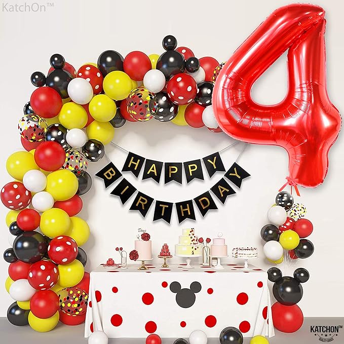 KatchOn, Giant Red Number 4 Balloons for Birthdays - 40 Inch | Red 4 Balloon Number | 4th Birthday Balloons for Boys and Girls | Number Balloons for 4th Anniversary Decorations