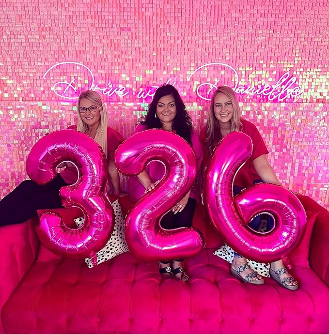 Hot Pink 6 Balloon, Number Balloons 40 Inch, 6th Balloons for Birthday Decorations, Hot Pink Party Supplies 6 Birthday Balloon, Number 6 Balloon
