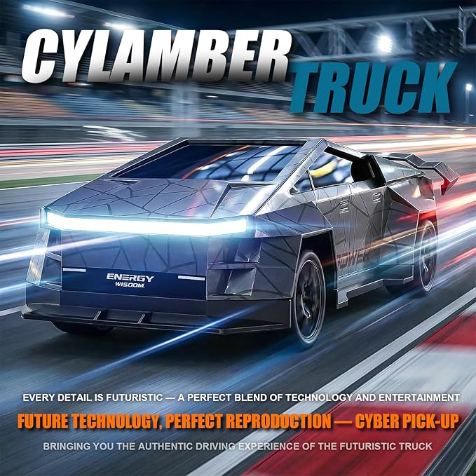 Remote Control Car/RC Truck – 2.4 GHz All-Terrain Cyber Vehicles with One-Touch Demo and Three Adjustable LED Light Effects, Off-Road Pick-Up Hobby Monster Truck Toys Gifts for Boys/Girls Aged 3+