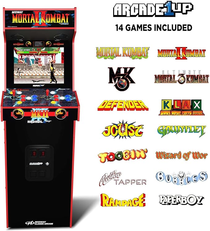 Arcade1Up Mortal Kombat II Deluxe Arcade Machine for Home - 5 Feet Tall - 14 Classic Games