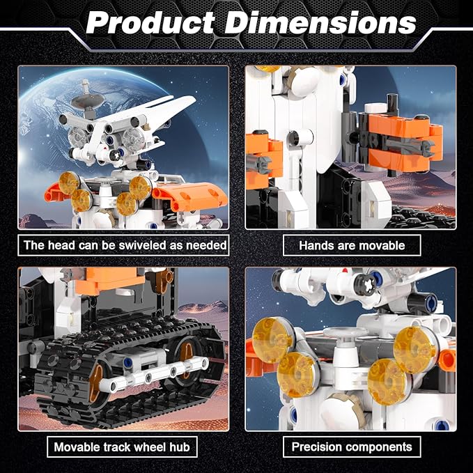 2-in-1 Build a Robot Kit, Remote & APP Controlled Robotic Building Blocks Toys STEM Projects for Kids Ages 8 9 10 11 12 13 14,Chirstmas Birthday Gift for Boys (RC Mars Rover)