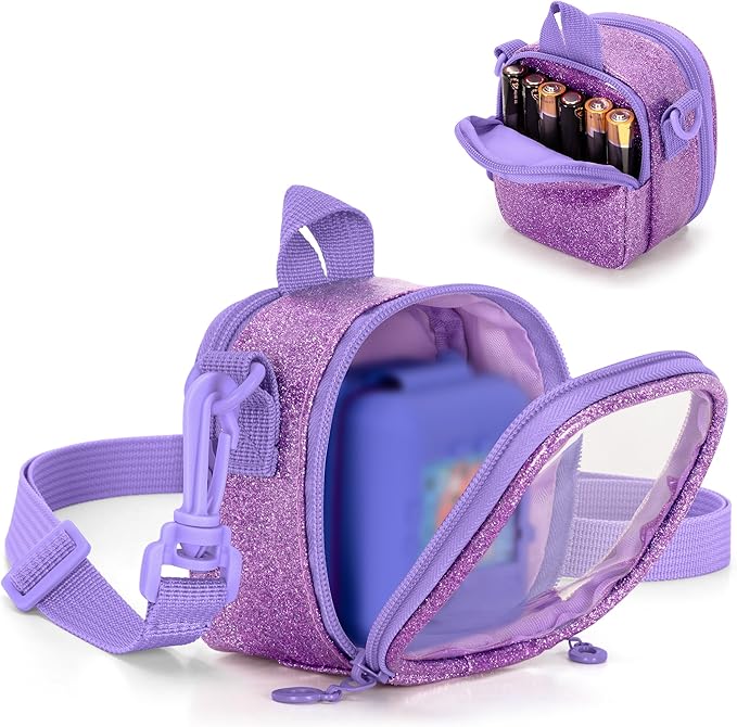 LoDrid Travel Carrying Case Compatible with Bitzee Interactive Toy Digital Pet, Storage Bag with Adjustable Shoulder Strap for Virtual Electronic Pets and Accessories, Purple, Bag Only