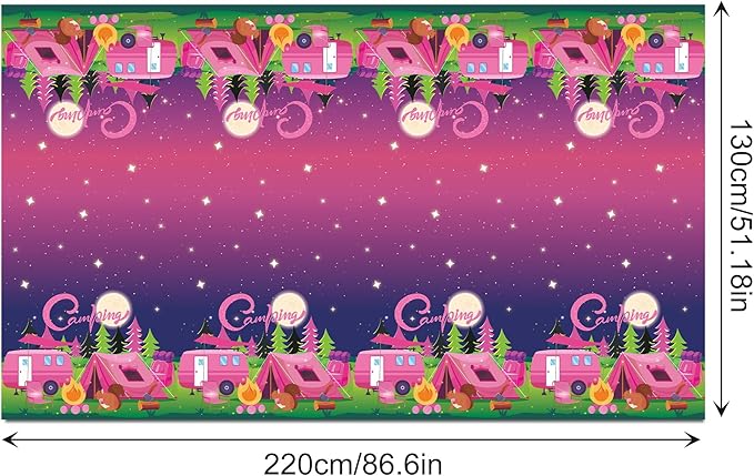 3 Pcs Pink Camping Tablecloth Plastic Table Covers Pink Camping Tablecloth Disposable Table Cover Pink Camping Table Cover for Kitchen Home Decor, 54x87In