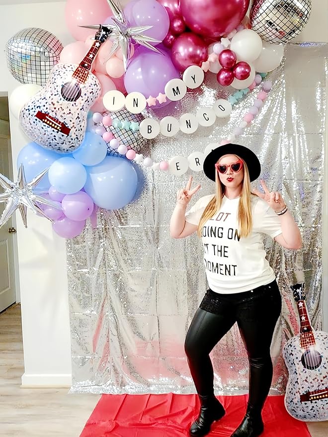 2 Pcs Giant Guitar Party Balloons 35 Inch/Music Note Guitar Birthday Party Decorations/Taylo Singer Party Decorations/Demon Hunters Rock Guitar Supplies/Disco Balloons Inflatable Guitar Ball Balloons