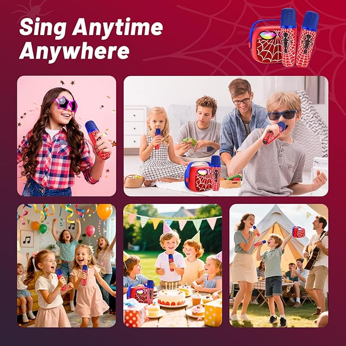 Mini Karaoke Machine for Kids Ages 3-12: Portable Bluetooth Speaker with 2 Wireless Microphone, LED Light Show for Kids 3 4 5 6 7 8 9 10 Year Old Boys Girls Toys Easter Birthday Gifts Toddler