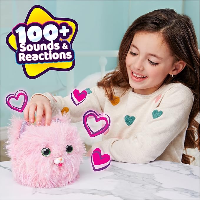 WHAT THE FLUFF?, Purr ‘n Fluff, Surprise Reveal Interactive Toy Pet with Over 100 Sounds and Reactions, Kids Toys for Girls Ages 5 and up